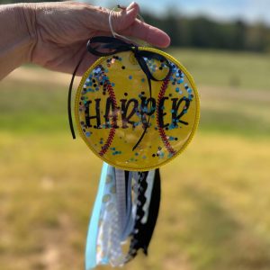 Softball Embroidered Bag Tag