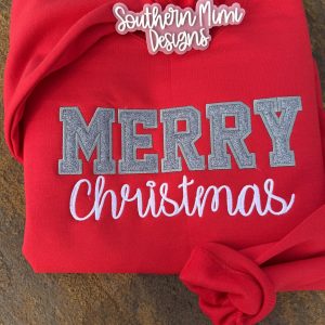 Merry Christmas Embroidered Sweatshirt