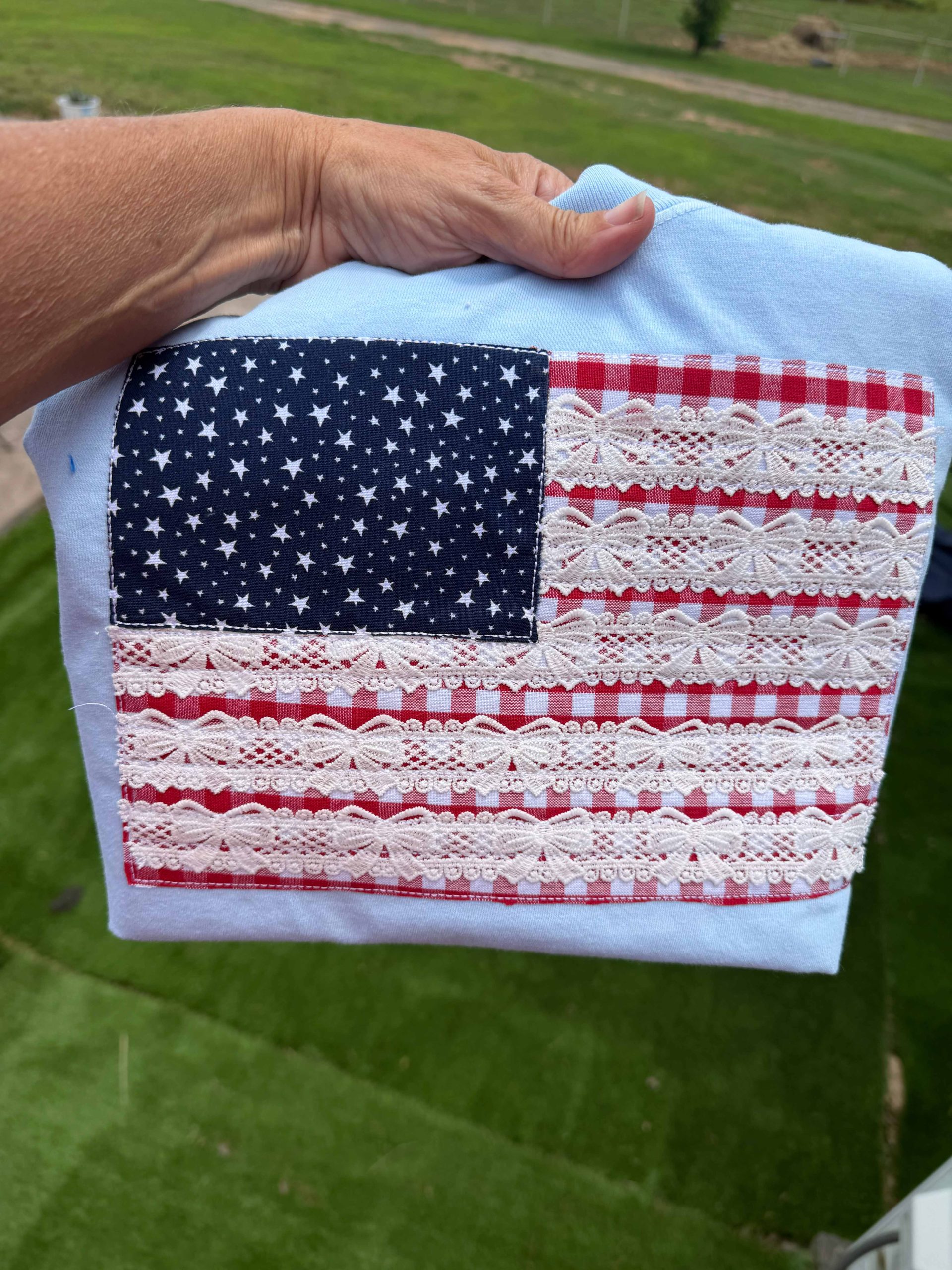 American Flag Applique Tshirt